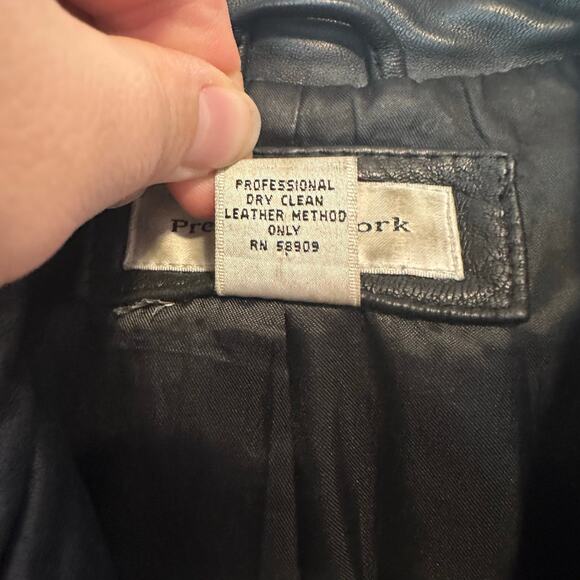 Preston & York Vintage Lamb Skin Leather Button Down Jacket Size S Black Moto - Picture 4 of 12